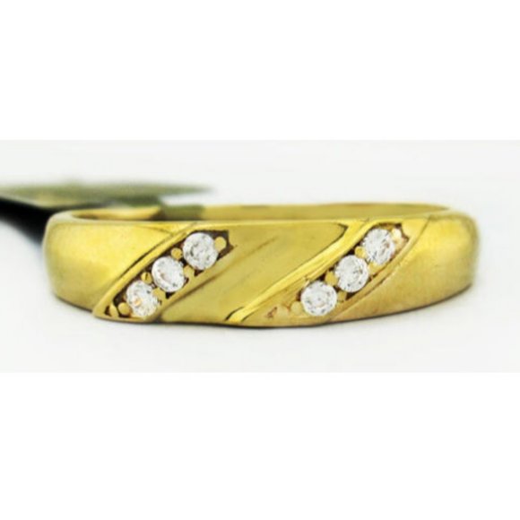 Created White Sapphire 0.25 Cts Band Ring 14k Yellow Gold